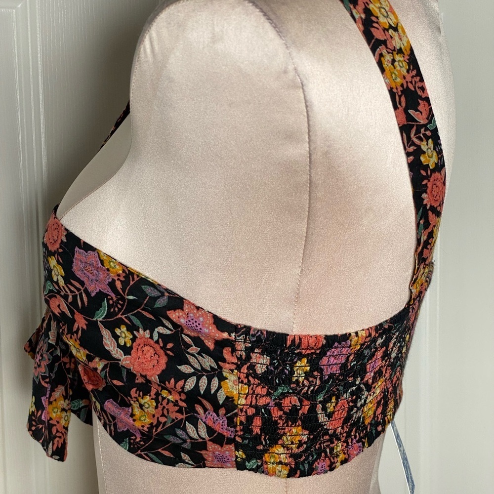NWT Free People Floral Crop Tie Front Top Sz S - Picture 10 of 12